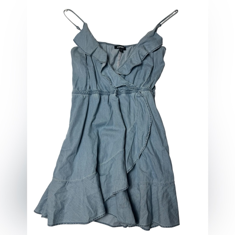 Express Chambray Ruffle Dress - Size‎ M